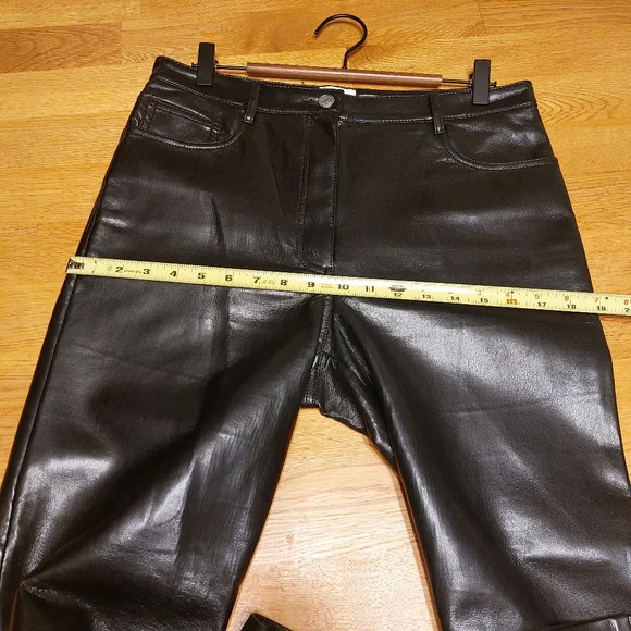 Wilfred Aritzia 'The Melina Pant' Black Vegan Leather High Rise Trousers sz 10